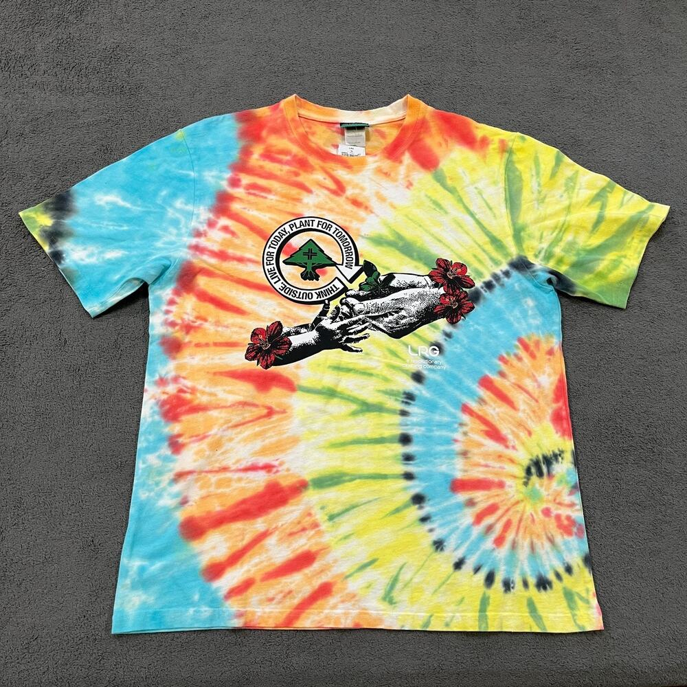 LRG Plant For Tomorrow Spiral Tie Dye Y2K Streetwear Graphic Tee Men's Size M
